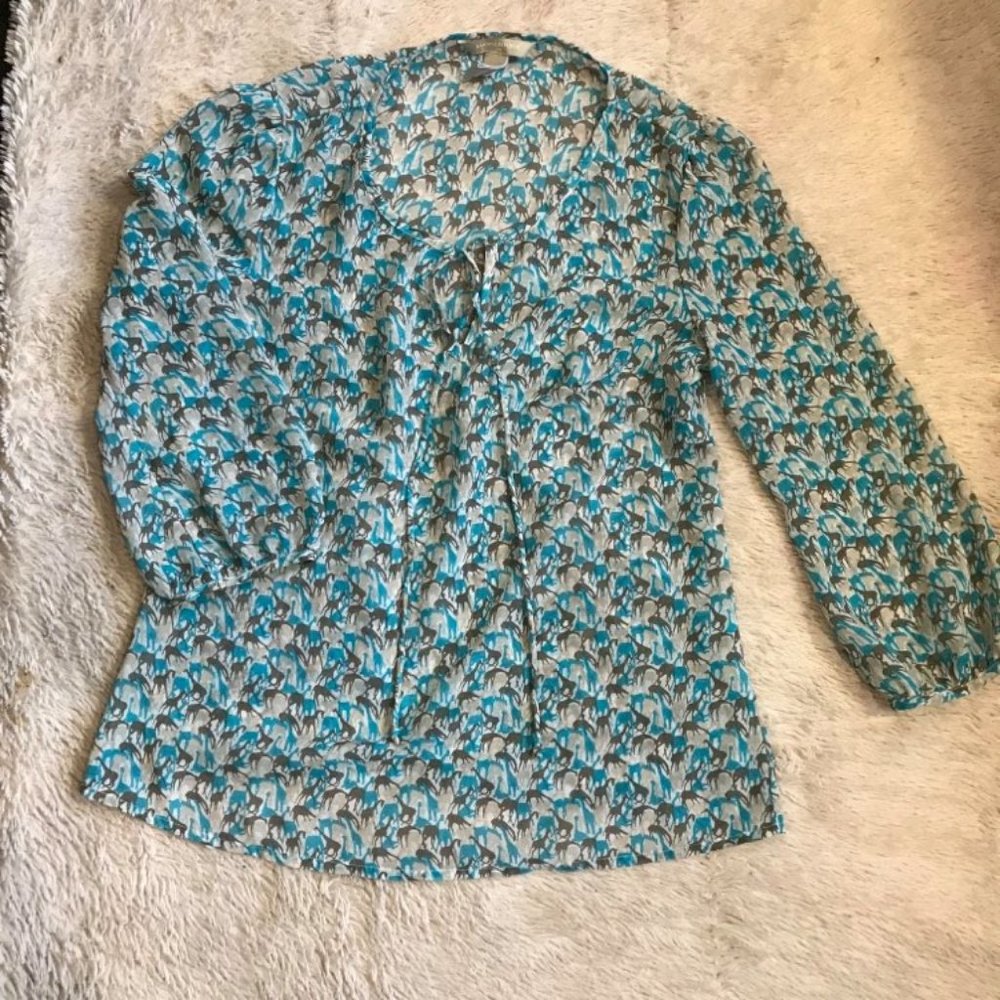 Banana Republic Giraffe Sheer 3/4" Sleeve Shirt